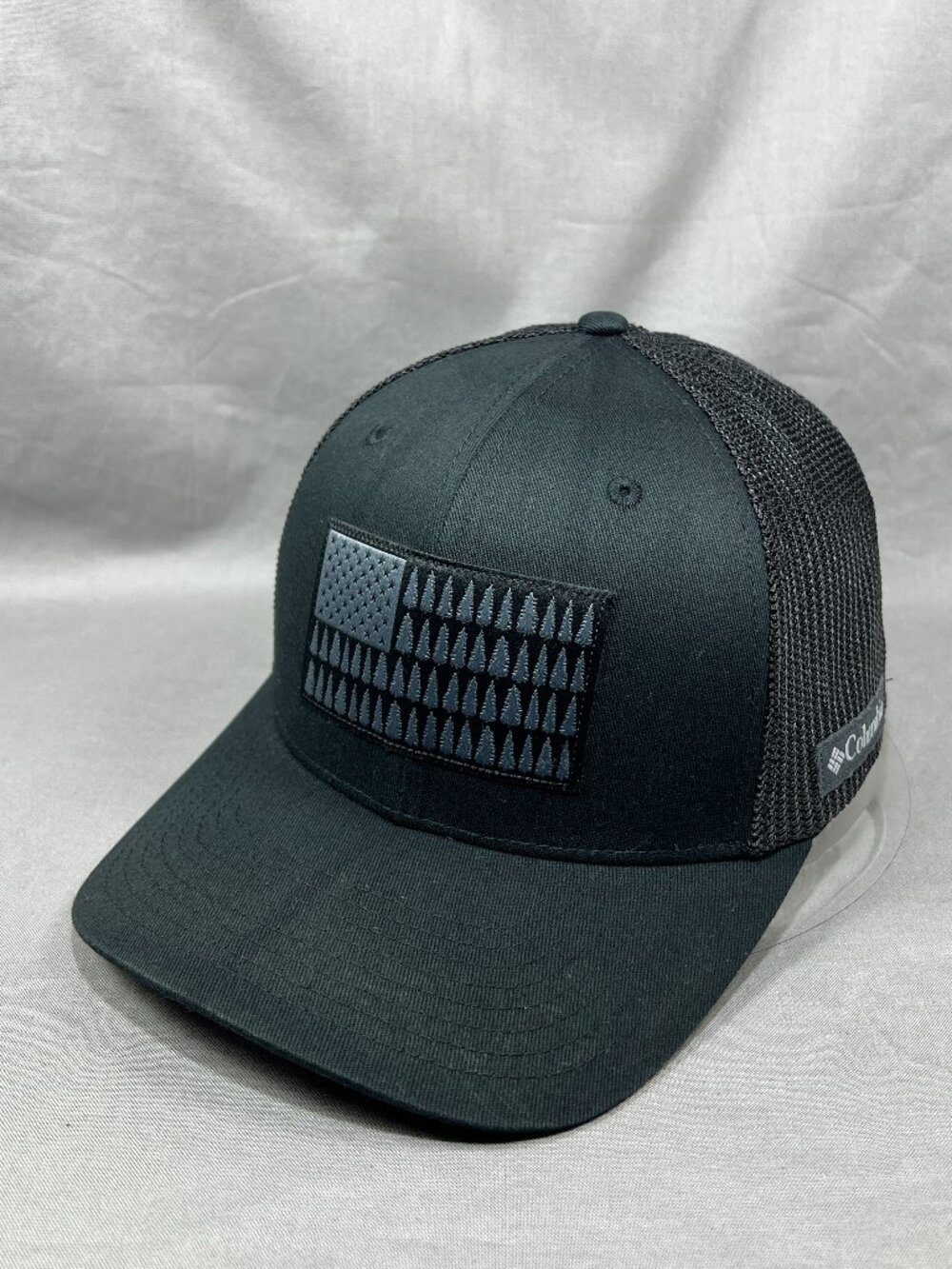 Columbia Mesh Tree Flag Trucker Hat Flex Fit Mens Black Patch Snapback Ball Cap